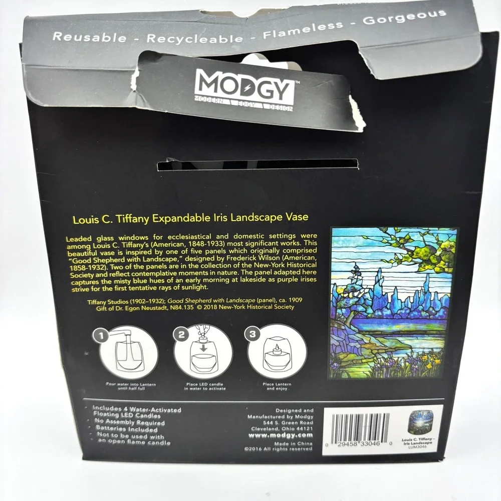 Modgy Luminary Lanterns Louis C Tiffany Iris Landscape 4pk Floating LED Candles